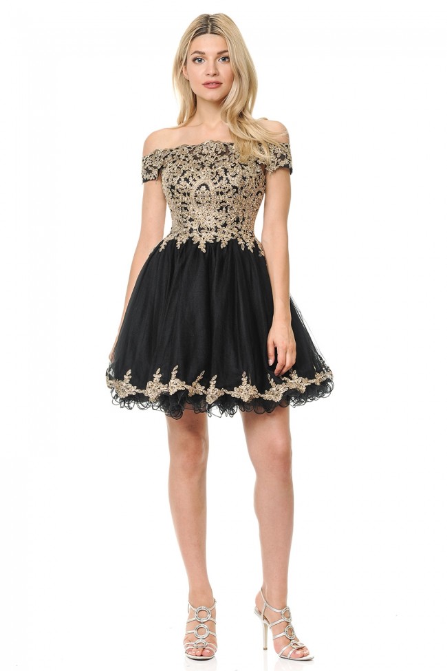 Embellished Short Tulle Dress by Cinderella Divine 9239 - M / Rose Gold |  Vestidos de gala elegantes, Vestido para bajitas, Vestido corto