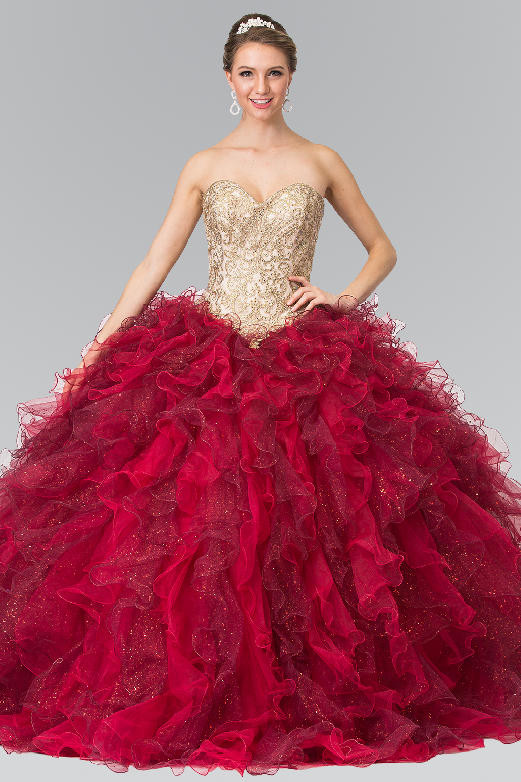 Beads Embellished Embroidery Tulle Ruffled Quinceanera Dress With Bolero –  4UBridal&Prom