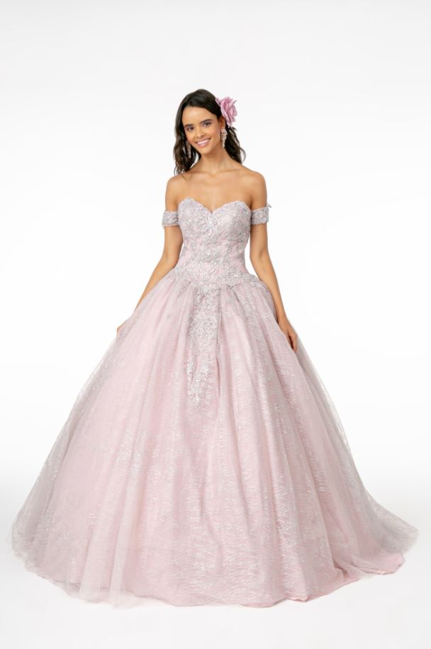Sweetheart Neckline Glitter Mesh Quinceanera Dress w/ Cape – 4UBridal&Prom
